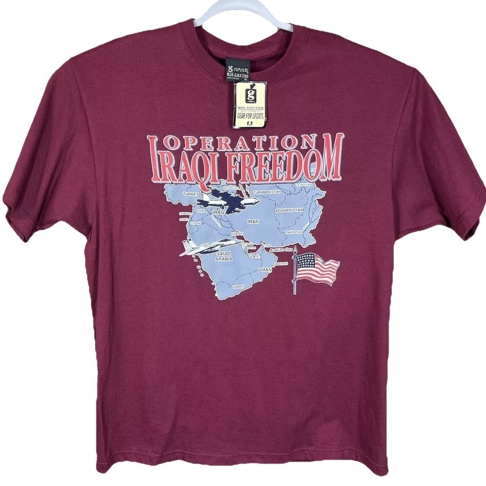 Vintage Operation Iraqi Freedom Adult XL Burgundy T-Shirt Gear For Sports NEW